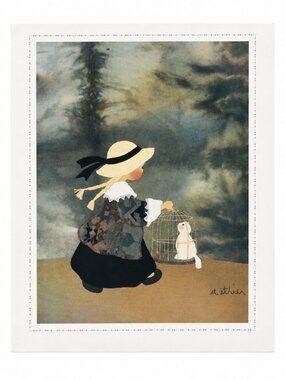 “L’intrépide” Vintage Print by Diane Ethier – 1994 Canadian Art – Whimsical Girl